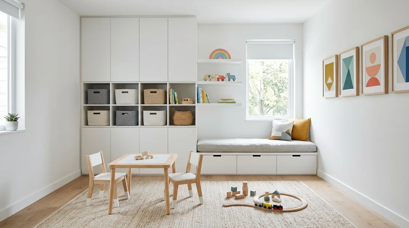Let decor feel cheerful but still easy to live with inspiration for a kids playroom.
